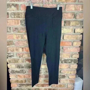 Betabrand Journey Yoga Dress Pants Women M Skinny Leg Black Zipper Pockets